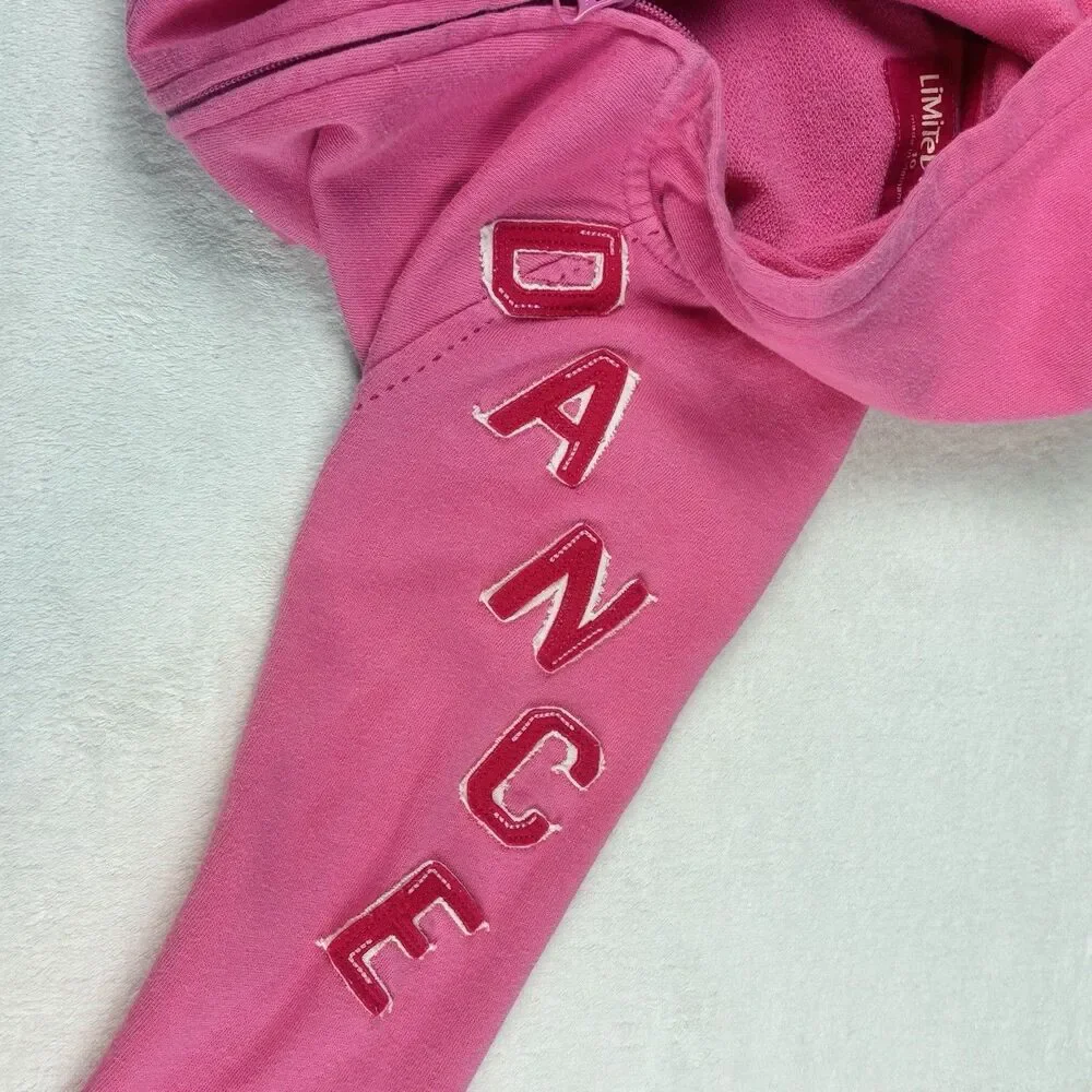 Vintage Y2K Limited Too Full Zip Hoodie Girls 10 Pink DANCE Balletcore Barbie
